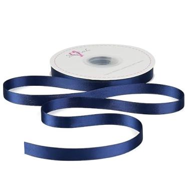 Imagem de MAYREEL Fita de cetim dupla face azul marinho fina 1/2 polegada 50 jardas para embrulho de presente, buquês florais, convites, laços, artesanato, festa, decoração de casamento, costura