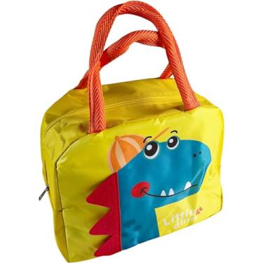 Imagem de Bolsa Lancheira Térmica Infantil p/Marmita Escolar Bolsinha Alça Passeio Lanche (Amarelo Dino)