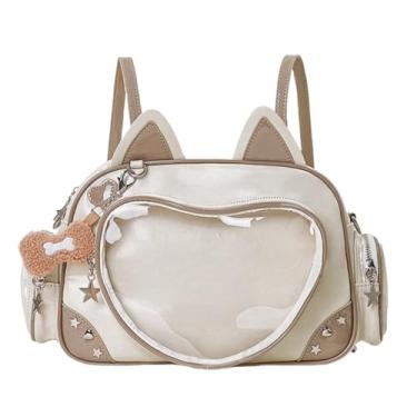 Imagem de Kawaii Ita Bag Cat Pin Mochila tiracolo de ombro para Miku Anime Heart Clear Layer com inserção, Caqui, 1.82 gallons, Kawaii