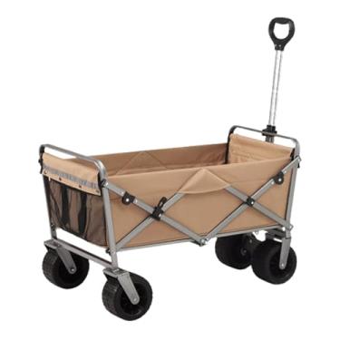 Imagem de carroça Carrinho de vagão simples com rodas, dobrável, para acampamento, jardim, grande tração, vagão utilitário para mercearia, sem necessidade de montagem dobrável