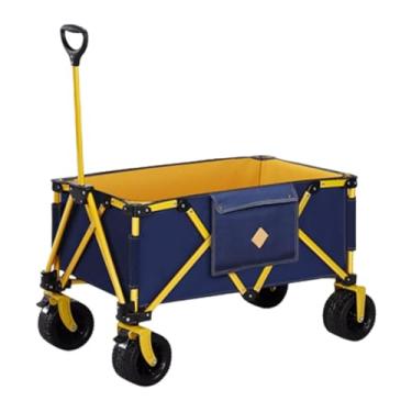 Imagem de carroça Carrinho de vagão com rodas carrinho de vagão dobrável com dossel jardim carrinho de mão portátil com bolso para transportar cargas pesadas dobrável