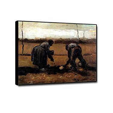 Imagem de JZSDGB Famosa arte de parede pinturas a óleo de Van Gogh sobre tela - reprodução de 'camponesa e camponesa' impressões em tela e pôsteres - impressão de imagem de paisagem em tela para decoração de
