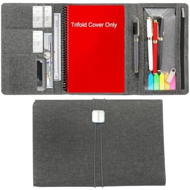 Imagem de ANSSOW Capa para Rocketbook Everlast Fusion - tamanho executivo, tecido impermeável, multiorganizador com alça para caneta, bolso com zíper, suporte para cartão de visita, serve para notebook tamanho