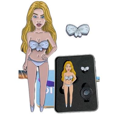 Imagem de Divine Products llc Golf Divot Tool biquíni de topless nude menina loira, conjunto de presente com marcador magnético e clipe de chapéu