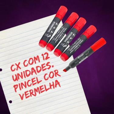 Imagem de Pincel atômico cor vermelho recarregavel permanente com 12 unidades - 