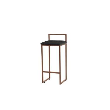Imagem de Banqueta Pietra Bronze Veludo Preto - Metal Móveis