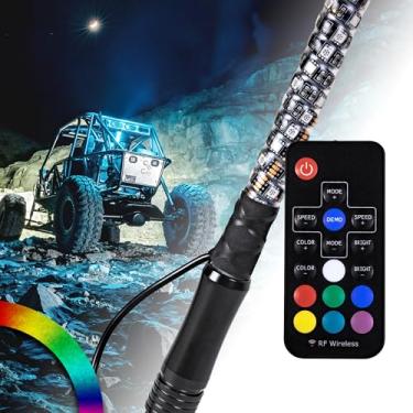 Imagem de True Mods 0,3 m Espiral RGB LED Whip Light para UTV ATV [RF Wireless Remote] Off Road À Prova D'água Chicote Iluminado por LED CB Antena Stick para RZR Can-Am Polaris SxS 4x4 Quad Dune Buggy 4 Wheeler