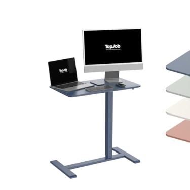 Imagem de TopJob ANYDESK NEST Mesa de pé móvel, portátil com rodas ocultas, mesa pequena para sentar, estações de trabalho de computador, uso doméstico, mesa lateral de sofá, mesa de cabeceira, mesa de