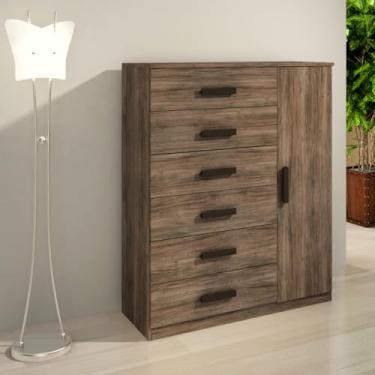 Imagem de Cômoda Sapateira Multiuso Reforçada 1 Porta 6 Gavetas Rústico