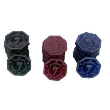 Imagem de Conjunto de 3 cores de chips de crédito acrílico Sabacc x14 Lasercut -