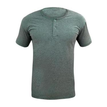 Imagem de Camiseta Henley Masculina Camisa Algodão Premium Gola Portuguesa Padre