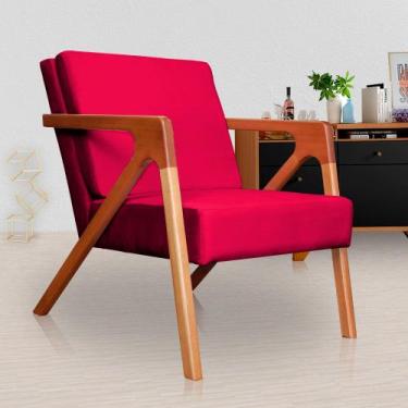 Imagem de Poltrona  Decorativa monalisa belo tok - veludo, Vermelho