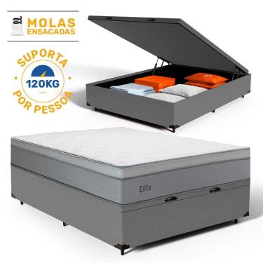 Imagem de Cama Box Baú com Colchão de Molas Ensacadas Pillow In Elite Casal 138cm