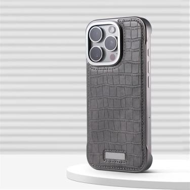 Imagem de VFDHN Capa de couro fina para iPhone 16 15 14 13 Pro Max, capa antiqueda, sem moldura, leve, para iPhone 15 16 Promax, WB EY cinza, para iPhone 16 Pro