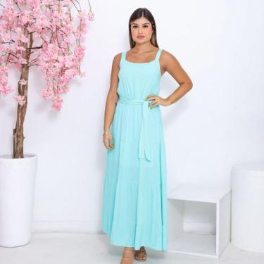 Imagem de Vestido Feminino Midi Amarração com Forro e Decote V Tecido Premium - 