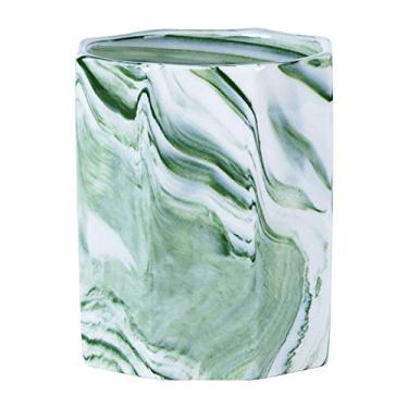 Imagem de Porta-lápis geométrico de cerâmica, organizador criativo moderno de mármore, organizador organizado de mesa, pincel de maquiagem da moda nórdica, balde de armazenamento, recipiente simples para escova