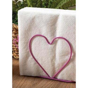 Imagem de Porta Guardanapo de Mesa Rosa Coração Com Detalhe Ref. 3859 - Pra vc