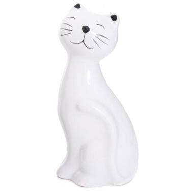 Imagem de Escultura Gatinho Hale Enfeite Decoração Casa Sala Escritório Cerâmica