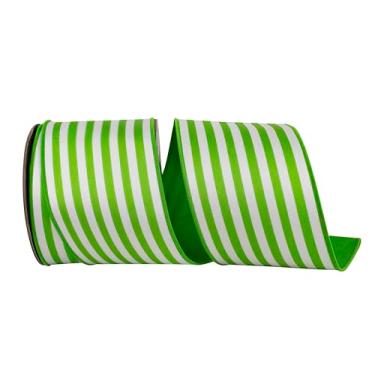 Imagem de Reliant Ribbon Fita de borda com fio Dupioni de sarja listrada, lima