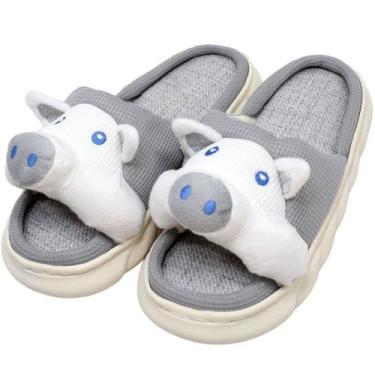 Imagem de Pantufas Sapatos Chinelo De Inverno Porquinho Pelúcia Macio - Genérico