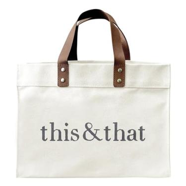 Imagem de Santa Barbara Design Studio Bolsa de ombro feminina de lona com alças de couro legítimo, This & That, 13" W x 10" H x 5" Dia