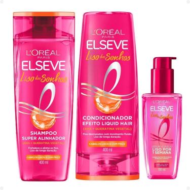 Imagem de Kit Elseve Liso Dos Sonhos: Shampoo, Condicionador 400ml e Sérum Leave-In 100ml