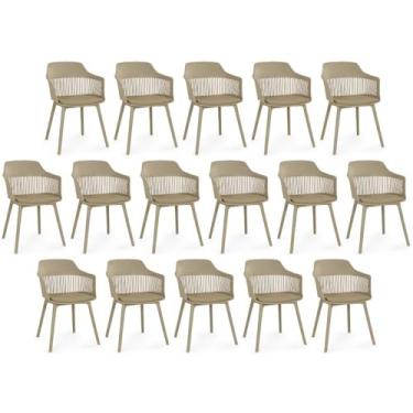 Imagem de Kit 16 Cadeiras de Jantar Estofada Marcela - Nude Escuro