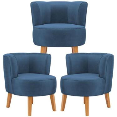 Imagem de Jogo 3 Cadeiras para Recepção Clinica Moderna Tecido Veludo Reforçado 