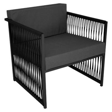 Imagem de Poltrona Santiago Para área Externa De Corda Náutica Preto-cinza