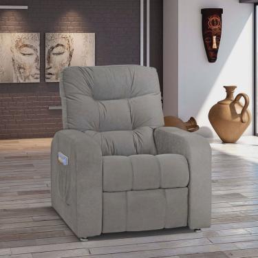 Imagem de Poltrona do Papai Reclinável Azera Matrix Cinza Claro - Móveis Leartam