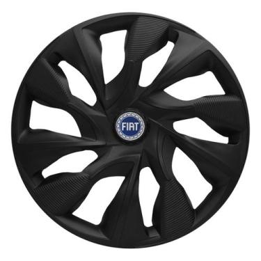 Imagem de Calota Ds4 Aro 13 Fosc Black + Emblema Resinado Fiat Azul - Garagem On