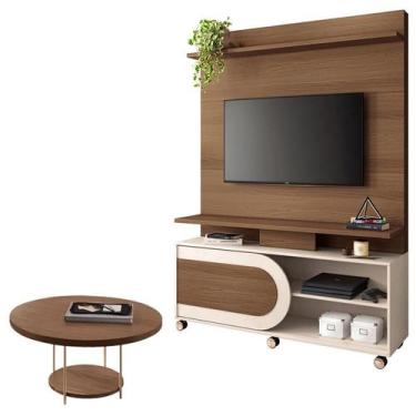 Imagem de Estante Home Theater Òrbis Castanho Off White e Mesa de Centro Sky Cas