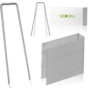 Imagem de 25 peças de grampos de paisagem, estacas de pinos galvanizados em forma de U de 15 cm, pinos de jardim, pontas para gramado e quintal, estacas de barreira de ervas daninhas de tecido de paisagismo