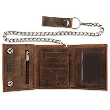 Imagem de Carteira masculina vintage com bloqueio de RFID, couro bovino, couro de grão superior, fecho de pressão, feita nos EUA,.., Marrom búfalo vintage, One Size, Vintage