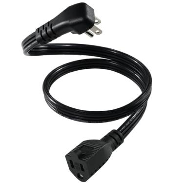 Imagem de SPARKING Cabo De Extensão De Tomada De Parede Preto Plano De 2 Pés - Cabo De Extensão De 3 Pinos Fino De Baixo Perfil Para Aparelhos Aterrados, Spt-3 14Awg, Extensor De Cabeça Chata Macho Para Fêmea