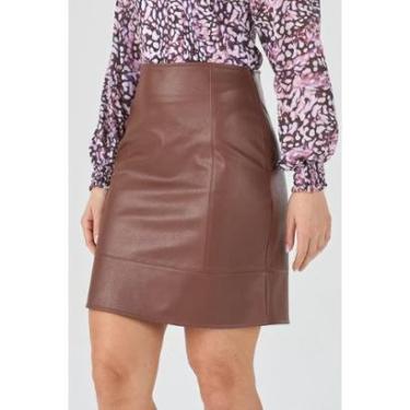 Imagem de Saia Curta PKS Couro Sintético Marrom-G-Feminino