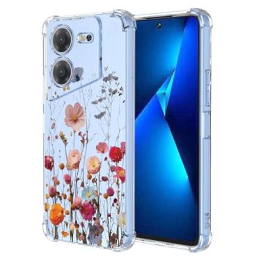 Imagem de RRXSYXL Capa para Tecno Pova 5 5G com estampa floral transparente, capa macia à prova de choque para Tecno Pova 5 5G, linda flor