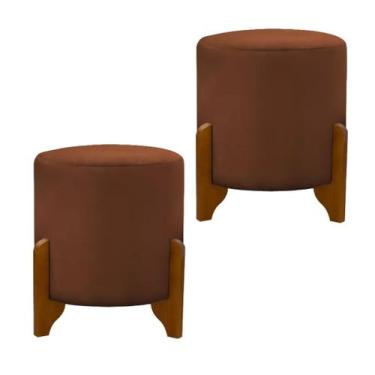 Imagem de Kit 2 Puff Banqueta Thor 3 Pés Madeira Luxo Tecido Revestido Tecido - 