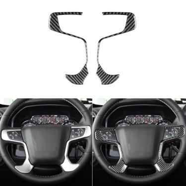 Imagem de Generic Fibra de carbono premium real compatível com GMC Sierra 1500 2014 2015 2016 2017 2018 volantes de carro guarnição painel decalques adesivos decoração auto acessórios interiores capa preta