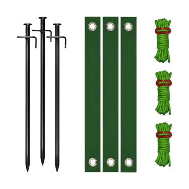 Imagem de Ｂｅｓｇａ Pesquisa de árvore de árvores pesadas e suporta mudas recém -plantadas versáteis em árvores inclinadas ancoragem kit de alisamento, Corda Verde, Estaca Preta