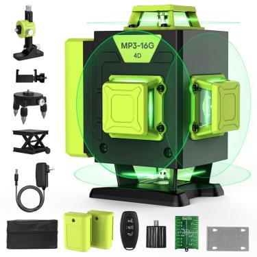 Imagem de Nível de laser de linha UIFGVJH 16, autonivelante de 360° com 2 baterias