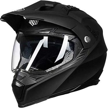 Imagem de Capacete esportivo duplo para motocicleta ILM Off Road com viseira completa para o sol, viseira de terra, motocross ATV aprovado pelo DOT (GG, preto fosco)