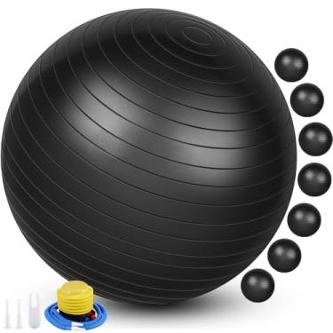 Imagem de Leyndo 8 bolas pretas de exercícios de ioga a granel 66 cm com bomba rápida anti-explosão para gravidez, parto, fitness, melhor postura, equilíbrio, ioga, pilates, treinamento