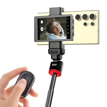 Imagem de Tela para celular King Ma para vlog e selfie, para Samsung/iPhone, sincronize a câmera traseira usando o clipe magnético para celular e controle remoto Bluetooth para filmagens (Samsung)