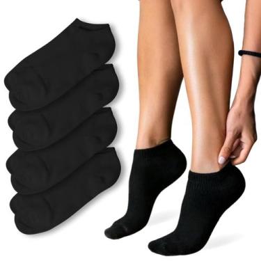Imagem de Kit 4 Meia Soquete Feminina Cano Curto Baixo Branca e Preta - Rupee, P