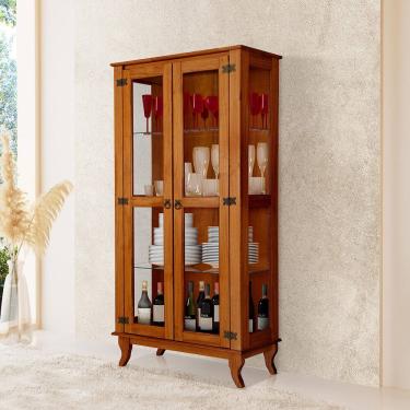 Imagem de Cristaleira de Madeira Maciça Bella Luna Castanho 2 Portas de Vidro