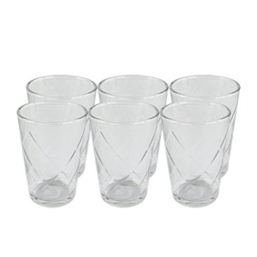 Imagem de Conjunto 6 Copos Vidro Transparente Sofisticados Resistentes Jantares Festas Restaurante Suco água Capacidade 200 Ml