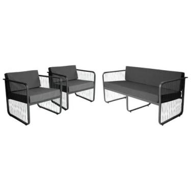 Imagem de Conjunto 1 Namoradeira e 2 Poltronas Área Externa Santiago Em Alumínio