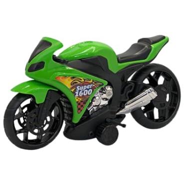 Imagem de Moto de Brinquedo Super 1600, Verde e Preto, Miniatura de Motocicleta Esportiva
