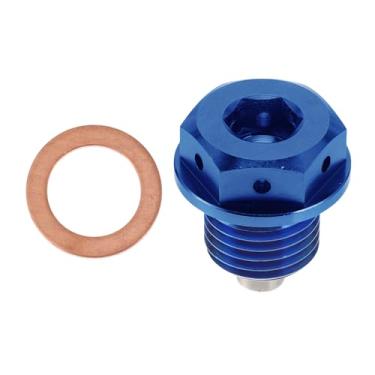 Imagem de REPAIROCK M14 x 1,5 4 mm Bujão magnético de drenagem de óleo de liga de titânio parafuso de porca de drenagem com 1 arruela de cobre azul 1 peça